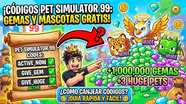 Códigos Roblox: Códigos para Pet Simulator 99: Consigue Gemas y Huge Pets